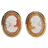 K18YG イエローゴールド シェルカメオ約11×15mm スタッドピアス レディース 【中古】